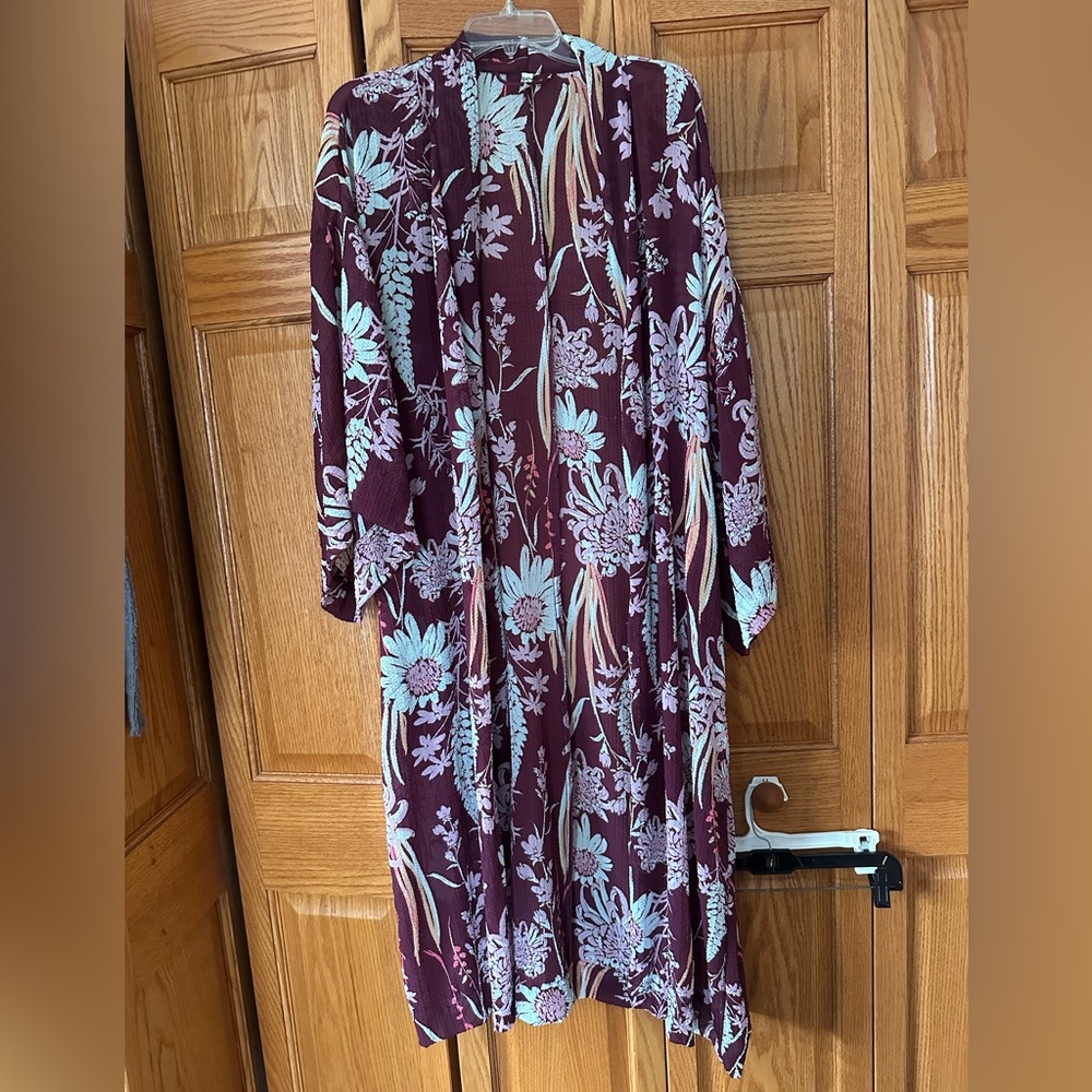 Purple Floral Kimono, Size M